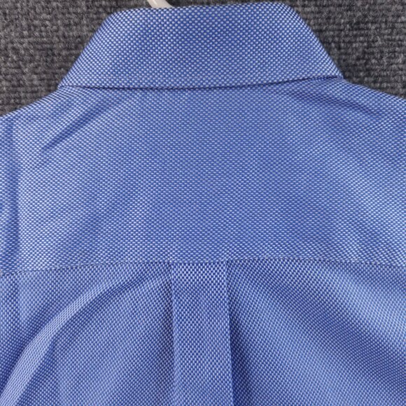 Peter Millar Check Button-Down Cotton Nanoluxe Medium Blue Long Sleeve Mens - Picture 16 of 16